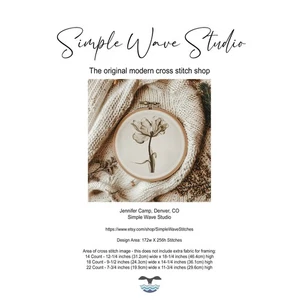 Poppy Flower Translucent Counted Cross Stitch Pattern Chart - Picture 1 of 6