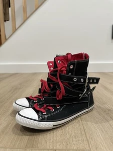 Converse All Star High Tops Size 7 2013 Women Buckle Strap Hot Pink Black - Picture 1 of 15