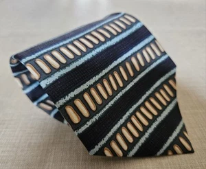 Vintage Debenhams Herren Polyrstet Krawatte blau & gelb gestreift - Bild 1 von 5