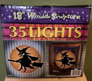 Lighted Halloween Window Sculpture Witch Indoor/Outdoor Decoration, - Picture 1 of 7