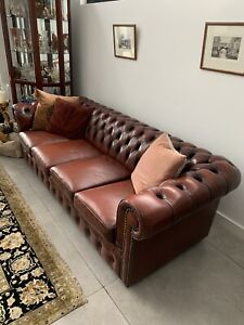 Chesterfield Leather Lounge 4 seater (Wellington). Australian Made by Moran.