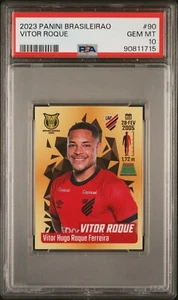2023 Panini BRASILEIRAO ROOKIE Sticker VITOR ROQUE #90 Brazil RC PSA 10 POP 3 - Picture 1 of 2