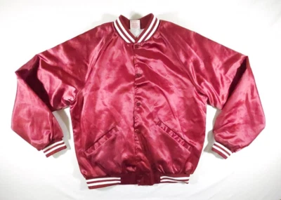 VTG Cardinal Brand Satin Red Snap-Up Windbreaker Jacket Men's Size Large Lined - Image 1 of 4