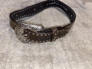 Youth Girls Nocona Brown Belt Pink Hearts Crosses Studs Sz 20 4413630 brown - Picture 1 of 7