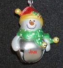 Christmas Ornament Jingle Bell Ganz Snowman Red Cap Personalized Pick Name Girls