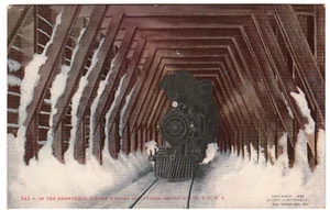 In the Snowsheds ~ Sierra Nevada Mtns Odgen Route SPRR Vintage Train Postcard - Picture 1 of 2
