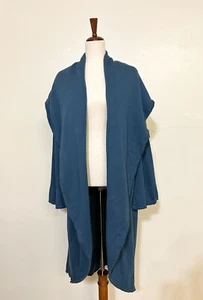 Bryn Walker Blue Bamboo Cotton Sweatshirt Cardigan - Picture 1 of 3