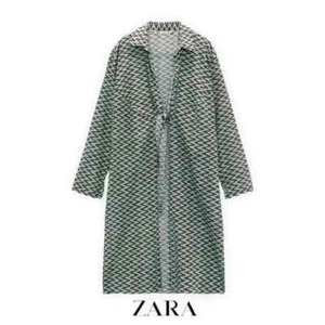 NWT Zara Printed Long Sleeve Sea Green Tunic Swim Cover-Up Blouse Top Large - Picture 1 of 10