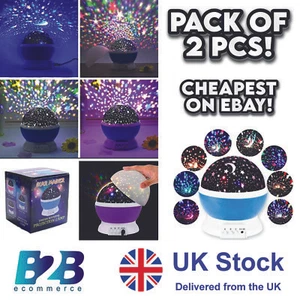 PACK OF 2-Northern Night Lights StarMaster Dream Rotating Galaxy Projection Lamp - Picture 1 of 5