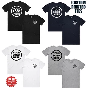 10 Custom Printed tees YOUR LOGO front & back print black white navy grey marle - Picture 1 of 14