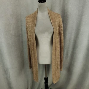 Coldwater Creek Cardigan Womens Medium Tan Long Sleeve Sweater 10 12 Open Knit - Picture 1 of 10