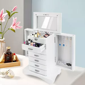 Jewelry Box 7 Layers Jewelry Storage Case Large Organizer with Mirror and Lock - Picture 1 of 24