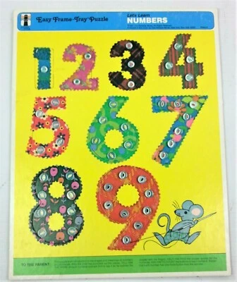 Let's Learn Numbers Rainbow Works Easy Frame Tray Puzzle Vintage 1971 Counting - Image 1 of 4