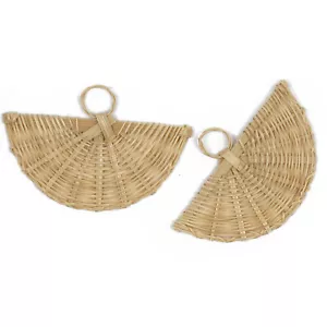 Natural Handwoven Rattan Wood Earring,Sector Shaped Rattan Pendant,Boho Jewelery - Picture 1 of 3