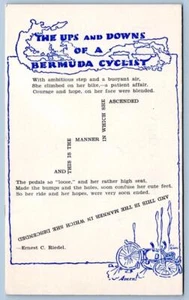 1930 UPS & DOWNS OF A BERMUDA CICLISTA ERNEST C. RIEDEL POEMA BICICLETA POSTAL - Imagen 1 de 2