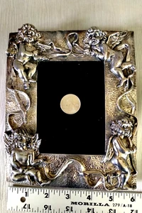 RARE! Solid Silver Cherubs Picture Frame, Heavy, 7 x 6 inches. 409 gr. silver - Picture 1 of 17