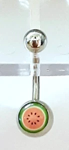Belly Ring Logo Watermelon Non Dangle Naval Steel  - Picture 1 of 3