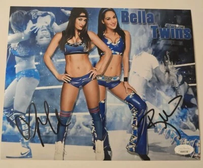 Nikki & Brie The Bella Twins Signed WWE 8X10 METALLIC Photo JSA COA HOT - Image 1 of 4