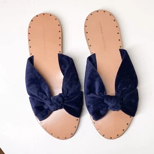 Loeffler Randall Lucia Knoten-Pantoletten Sandalen Damengröße 9,5 blau Samt flach gebraucht, in einwandfreiem Zustand - Bild 1 von 6