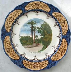 Wedgwood Bermuda Royal Palms 1900 Plate Antique Transferware Scenic Eturia Rare - Picture 1 of 4