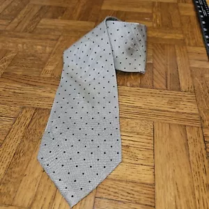Corbata de cuello Korean Air Silk azul con patrón de círculo de punto negro gris 100 % seda - Imagen 1 de 7