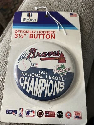 MLB Atlanta Braves 1991 National League Champion World Series 3.5” Pin Button - Image 1 of 2