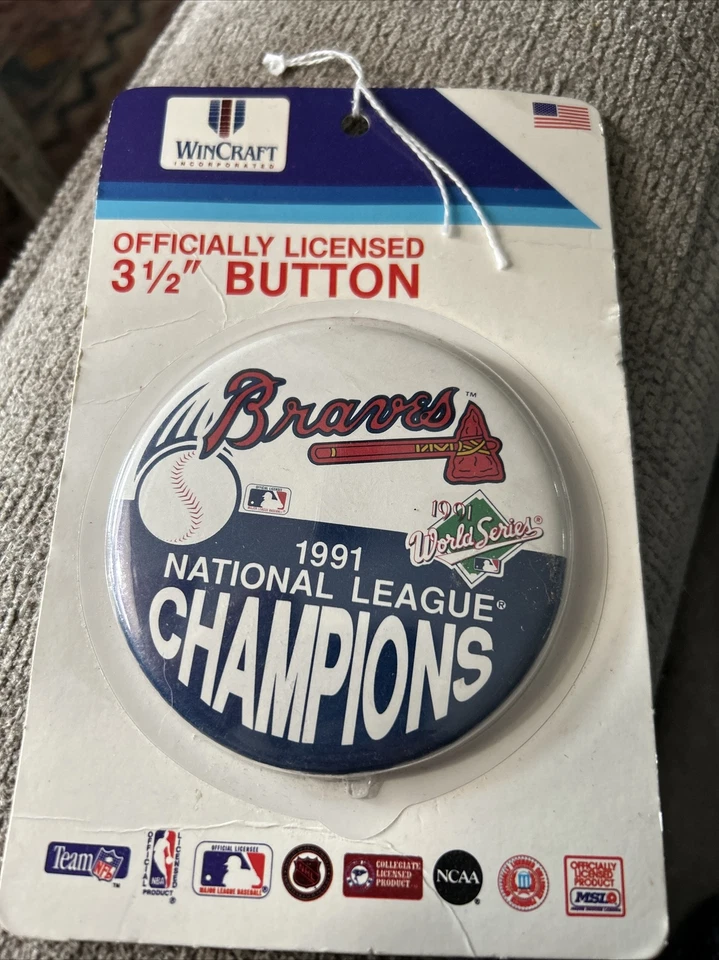 MLB Atlanta Braves 1991 National League Champion World Series 3.5” Pin Button - Image 1 of 2