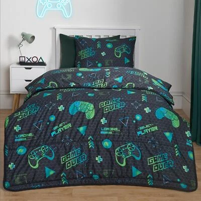 OHS Coverless 10.5 Tog Gaming Duvet Pillowcase Kids Quilt Soft Bedding Set Single