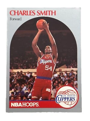 Отличное состояние: винтажная карточка 1990-91 NBA HOOPS Charles Smith Los Angeles Clippers - Изображение 1 из 2