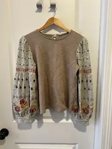 THML Knit Top with Embroidered Sleeves Women’s size S - Picture 1 of 7