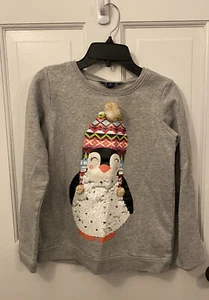 Sudadera Lands' End Niñas Vacaciones Adornada Lentejuelas Gris Talla Grande 14 Usada en Excelente Condición - Imagen 1 de 4