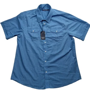 Camisa Premier Hombre Azul Talla XL Pecho 44”-46” Manga Corta Nueva con Etiquetas Inteligente Informal Trabajo - Imagen 1 de 6