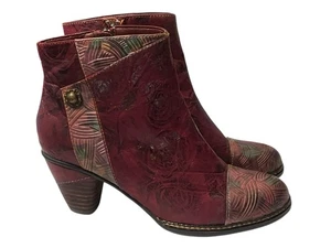 L'ARTISTE Leather Ankle Boot Water Lilly Women US 7.5/EU 38 BOHO Art-to-Wear New - Picture 1 of 10