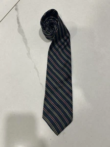 Brooks Basics Tie Blue Red Green Striped Men’s Necktie Pure Silk Made In U.S.A - Picture 1 of 12