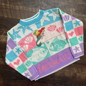 Vintage Disney The Little Mermaid Ariel AOP Embroidered Flounder Sweatee 4T 5T - Picture 1 of 11