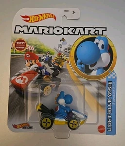 Hot Wheels DIECAST Mario Kart STANDARD Kart LIGHT-BLUE YOSHI New Sealed TOTY 🔥 - Picture 1 of 2
