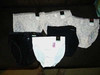 Lote 6 Panty Calzoncillos Wacoal Para Mujer Alto Perfil Corte Alto Negro/Blanco/Rosa NUEVO CON ETIQUETAS GRANDES Foto 1 de 4
