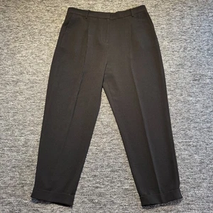 COS Trousers Womens Size UK12 Black Pleated Cropped High Waist Tapered Work - Picture 1 of 9