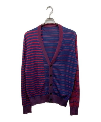 Maison Margiela/ Elbow Patch Striped Cardigan, Navy x Red, Size: M - Image 1 of 4
