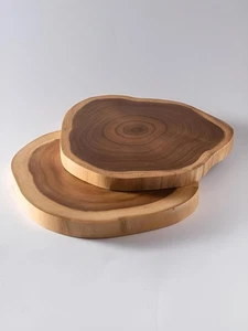 Wooden Chopping Board Natural Slice Cutting Board, Rustic Round Serving Platter - Picture 1 of 7