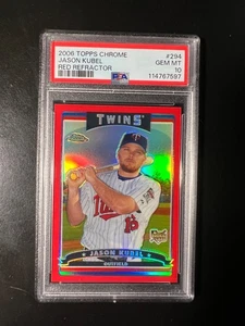 2006 Topps Chrome Red Refractors #294 Jason Kubel #'d 40/90 PSA 10 POP 1 - Picture 1 of 2
