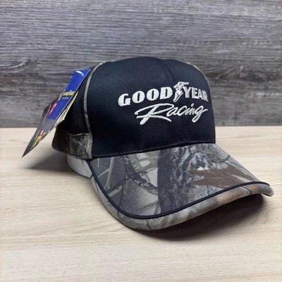 Gorra Goodyear Racing Correa Trasera Negra Camuflada Malla Camionero Realtree Para Hombres Foto 1 de 4