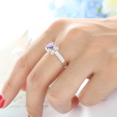 Hermoso anillo de compromiso de boda relleno de oro blanco circonita cúbica para mujer talla 6-10 Foto 1 de 4