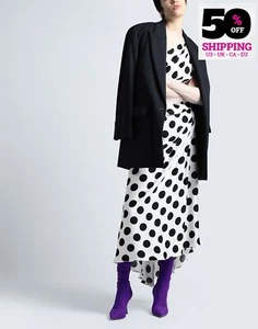 RRP €3068 DOLCE & GABBANA Satin Midi Dress IT46 US10 UK14 L Silk Blend Polka Dot - Picture 1 of 6