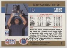 1990 PRO SET #1 BARRY SANDER ERROR CARD BLANK FRONT