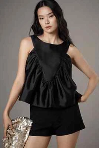 Camiseta sin mangas Anthropologie Mare Shirred Swing talla L color negro nueva con etiqueta - Imagen 1 de 6
