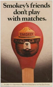 Smokey Bear - Smokey's Friends Don't Play With Matches - Aufkleber - Bild 1 von 2
