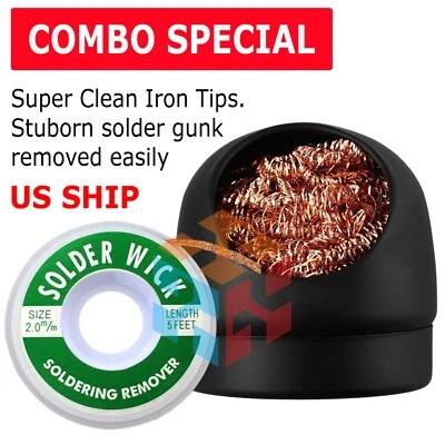US Soldering Solder Iron Tip Cleaner Steel Cleaning Wire Ball Holder Base Stand - Image 1 of 4
