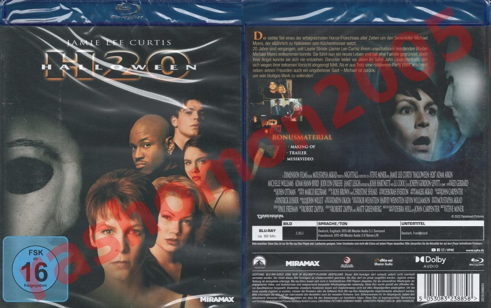 Blu-ray HALLOWEEN 7 H20 (1998) Jamie Lee Curtis Michelle Williams Region B/2 NEW - Image 1 of 1