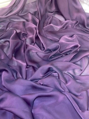 1 METER TWO TONE DARK PURPLE SOFT CATIONIC CHIFFON 100% POLYESTER FABRIC 58”WIDE - Image 1 of 4